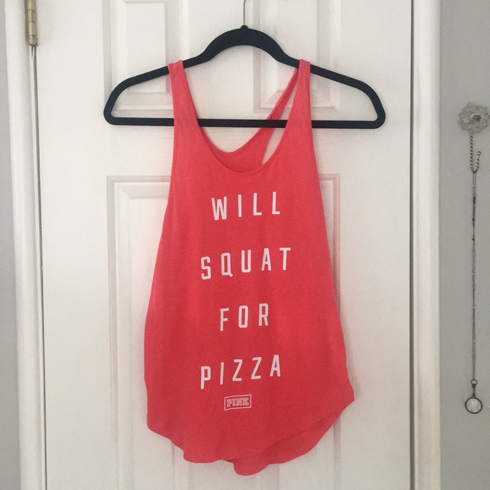 Will Squat For Pizza VS Pink Racerback Tank
